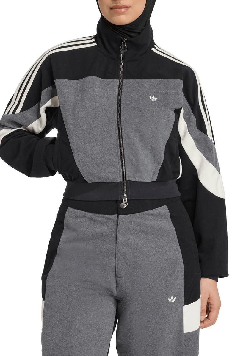 adidas Fleece Crop Track Jacket, Main, color, 