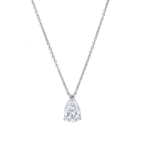 Pear Perfection 14K Gold Lab Grown Diamond Necklace - 1 ct
