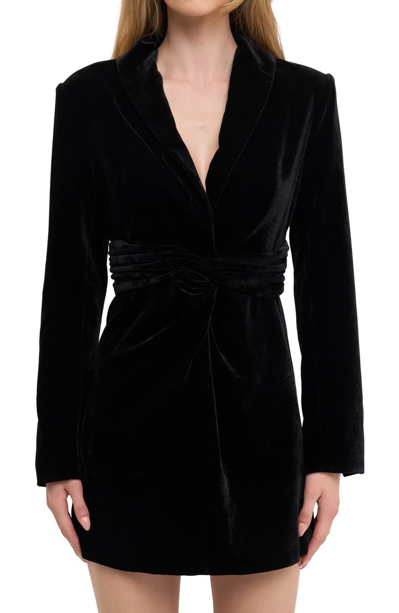 Endless Rose Long Sleeve Velvet Minidress, Alternate, color,