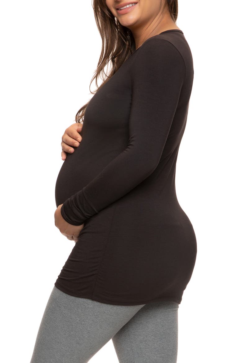 Stretch Cotton & Modal Maternity T-Shirt, Alternate, color, BLACK