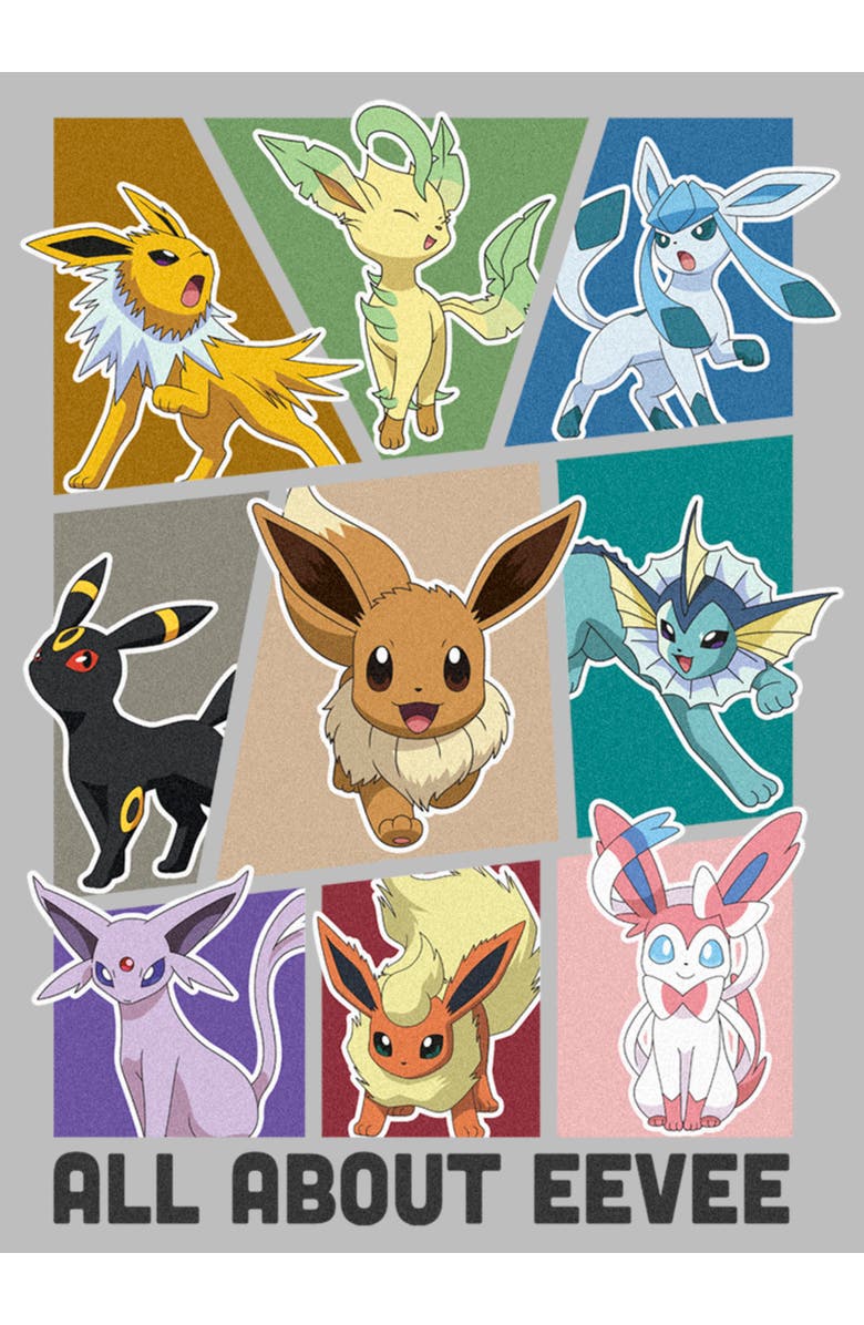 POKEMON Men's Pokemon All About Eevee Eeveeloution Graphic T-Shirt, Alternate, color, Athletic Heather
