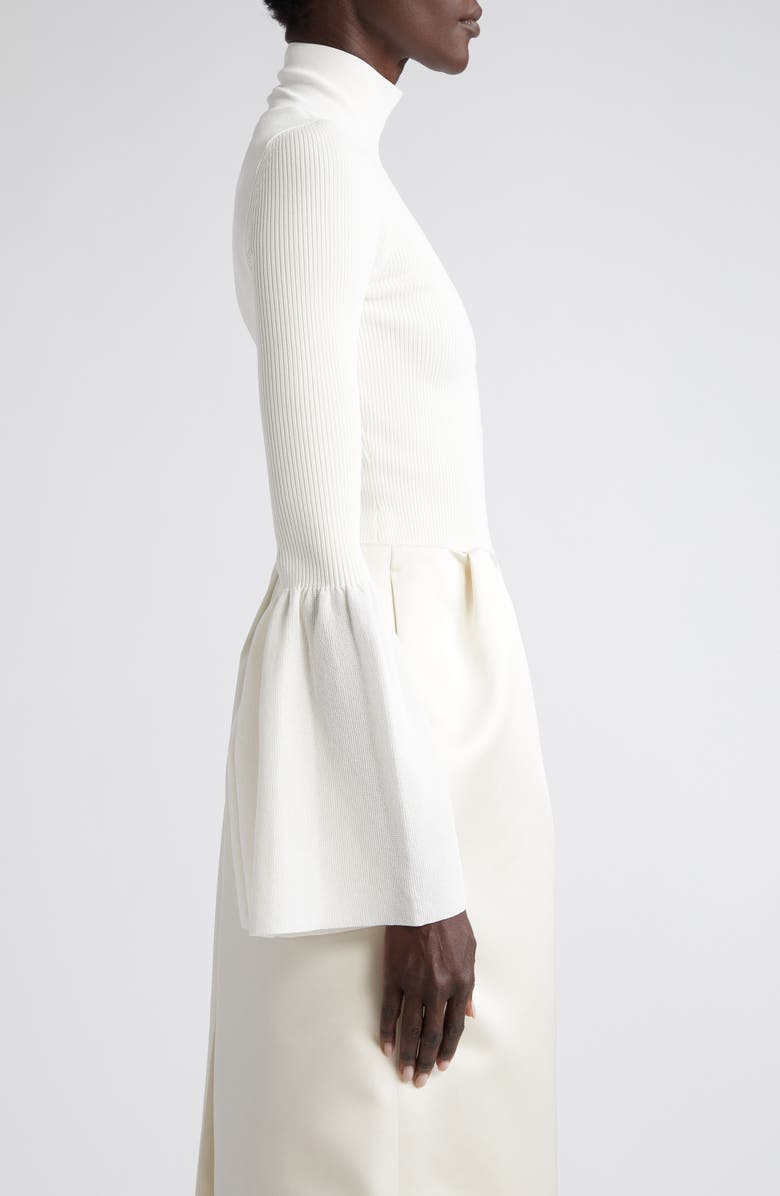 Altuzarra Dana Bell Sleeve Rib Turtleneck Sweater, Alternate, color, Natural White