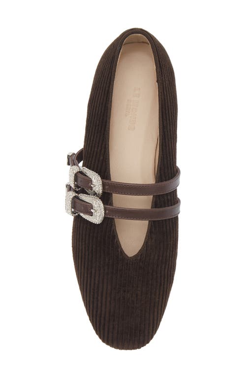 Le Monde Beryl Claudia Corduroy Mary Jane Flat In Brown