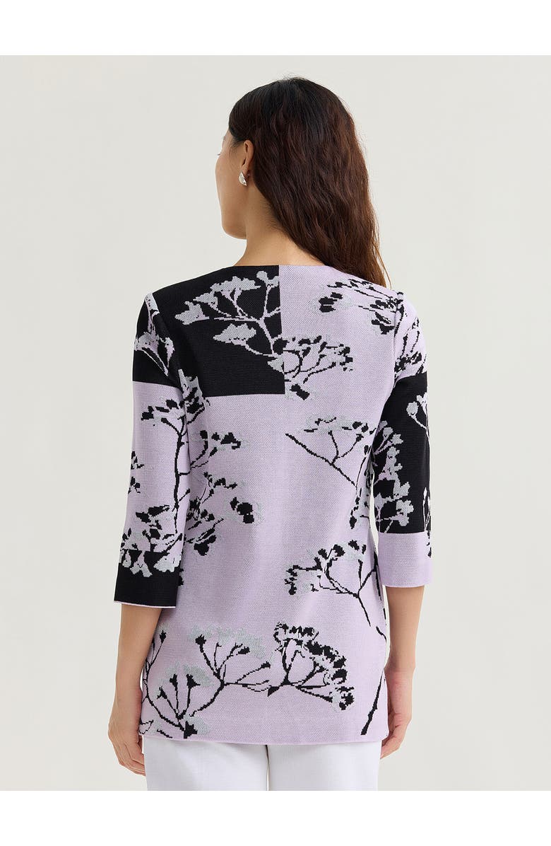 Misook Floral Colorblock Jacquard Knit Jacket, Alternate, color, Hushed Lavender