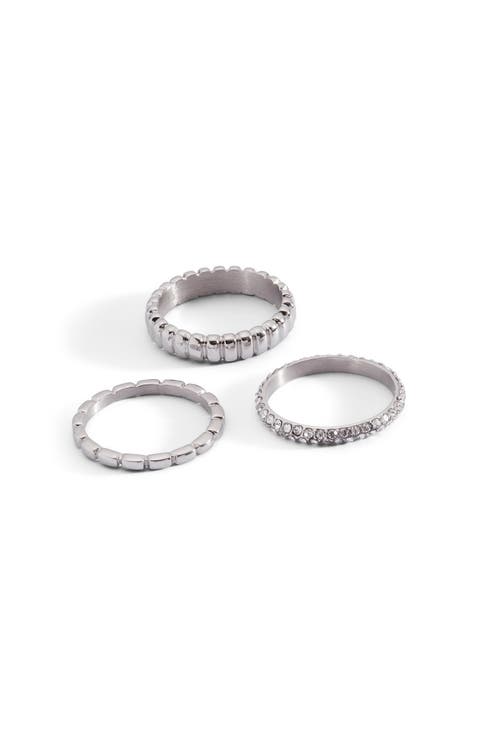 Multi Textured Stacking Ring Set of 3