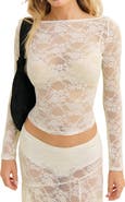 Reformation Adriano Sheer Floral Stretch Lace Top