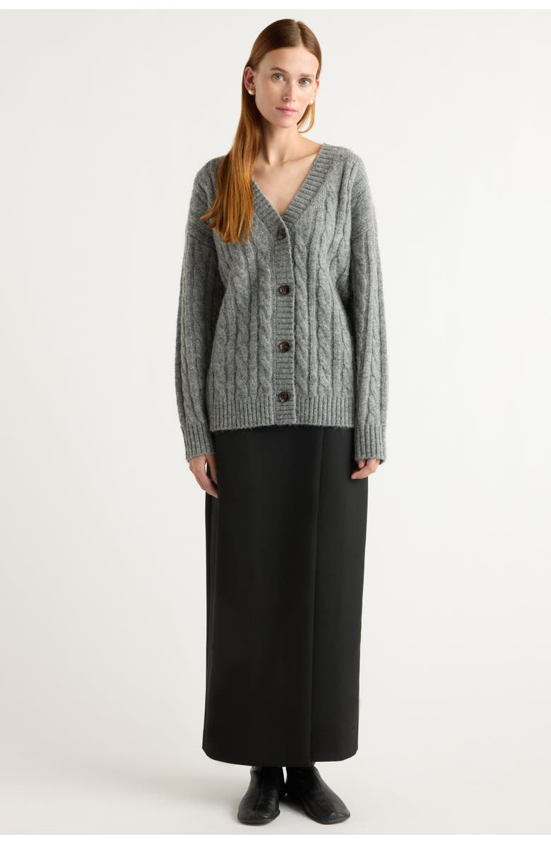 Modern Citizen Hikari Asymmetric Cable Knit Cardigan, Alternate, color, Heather Charcoal