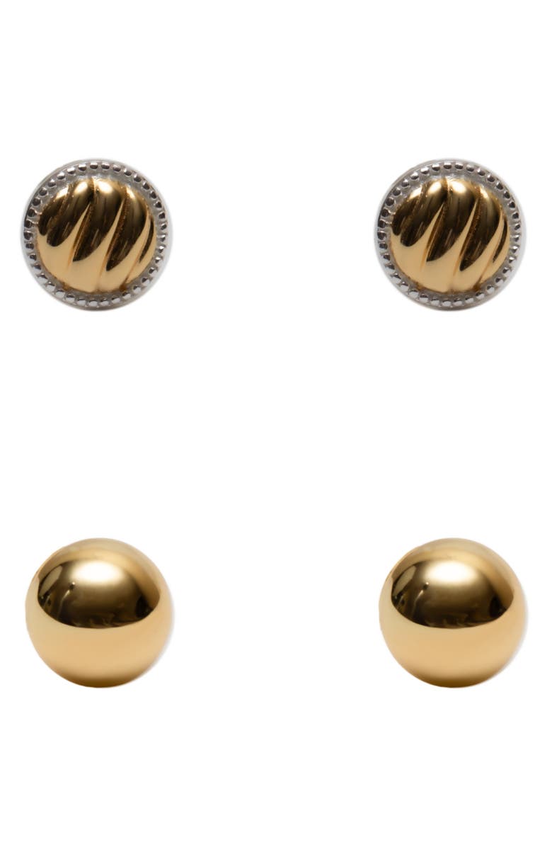 Argento Vivo Sterling Silver Set of 2 Post Earrings, Alternate, color, Gold