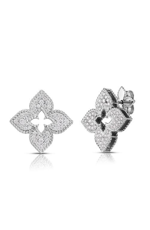 Roberto Coin Venetian Princess Diamond Stud Earrings in White 