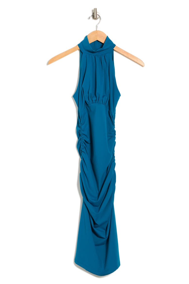 Mock Halter Neck Ruched Bodycon Dress, Alternate, color, SEA