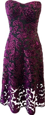 Dress the Population Sadie Floral Sequin Strapless A-Line Dress