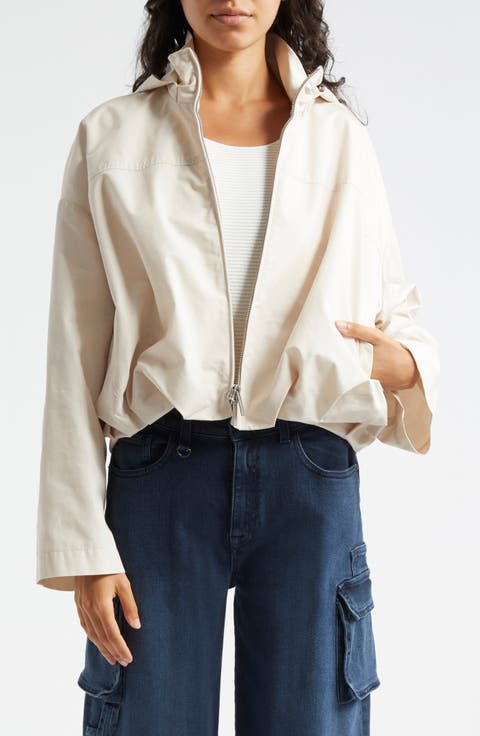 Technical Cotton Blend Crop Hooded Windbreaker