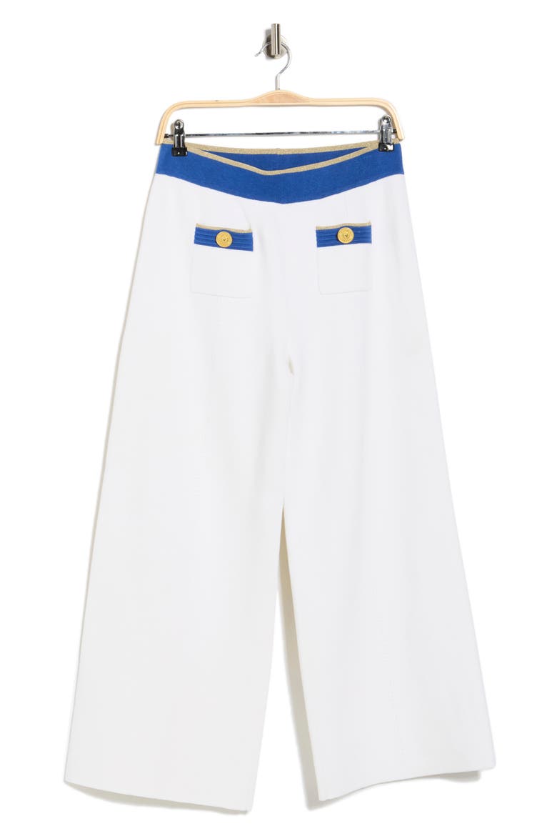 Madrid Wide Leg Knit Pants, Alternate, color, WHITE/ NAVY/ GOLD