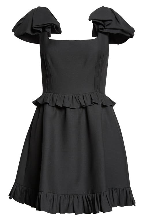 Shop Valentino Garavani Cap Sleeve Ruffle Crepe Couture Minidress In Black