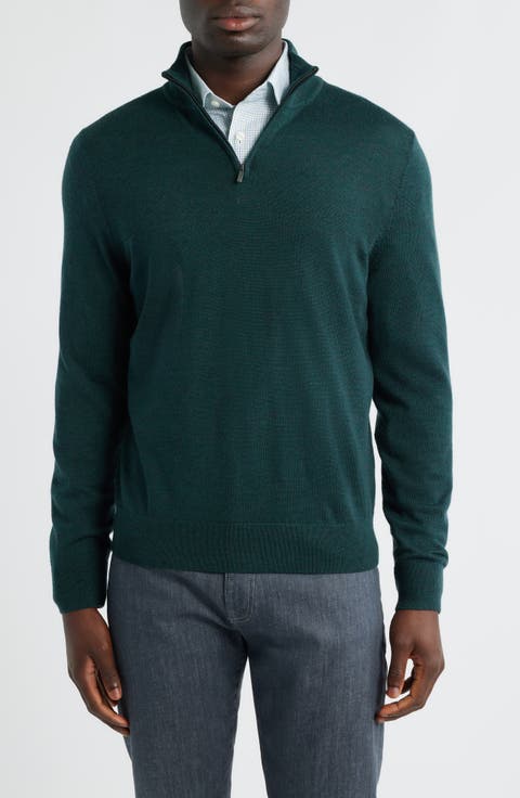 Washable Italian Merino Wool Quarter Zip Sweater