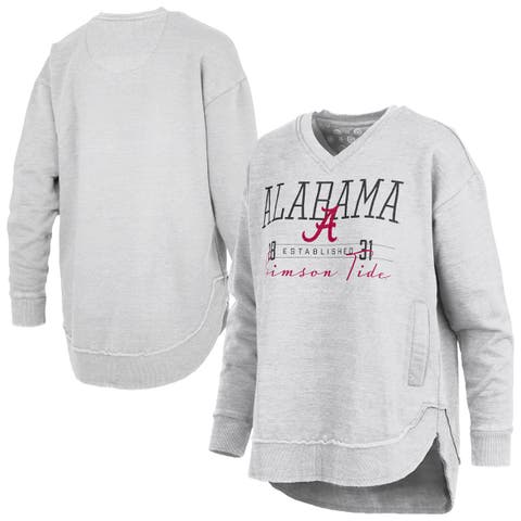 Women's Pressbox  Heather Gray Alabama Crimson Tide Marcus East Hall Poncho V-Neck Sweatshirt