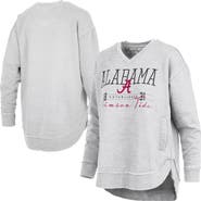 PRESSBOX Women's Pressbox Heather Gray Alabama Crimson Tide Marcus East Hall Poncho V-Neck Sweatshirt