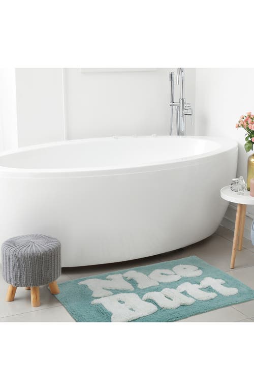 Jessica Simpson Cotton Bath Rug In Aqua/white