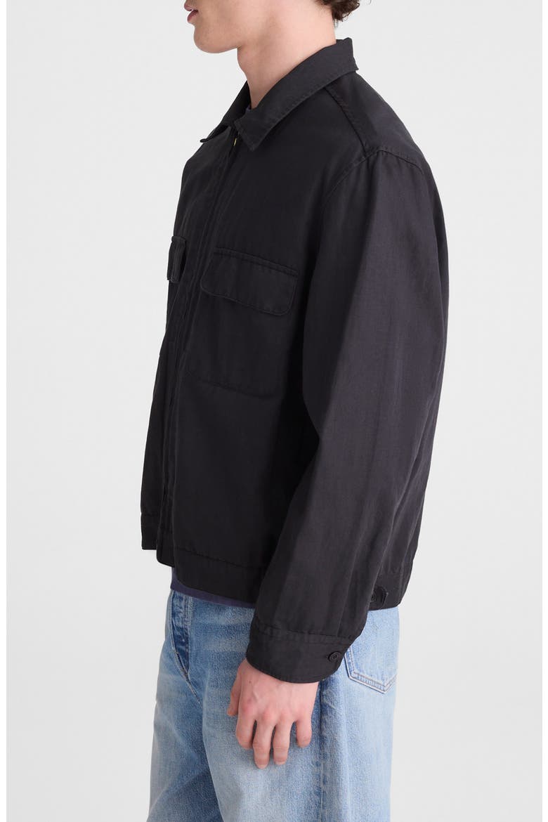 Zip Front Organic Cotton & Linen Jacket, Alternate, color, BLACK