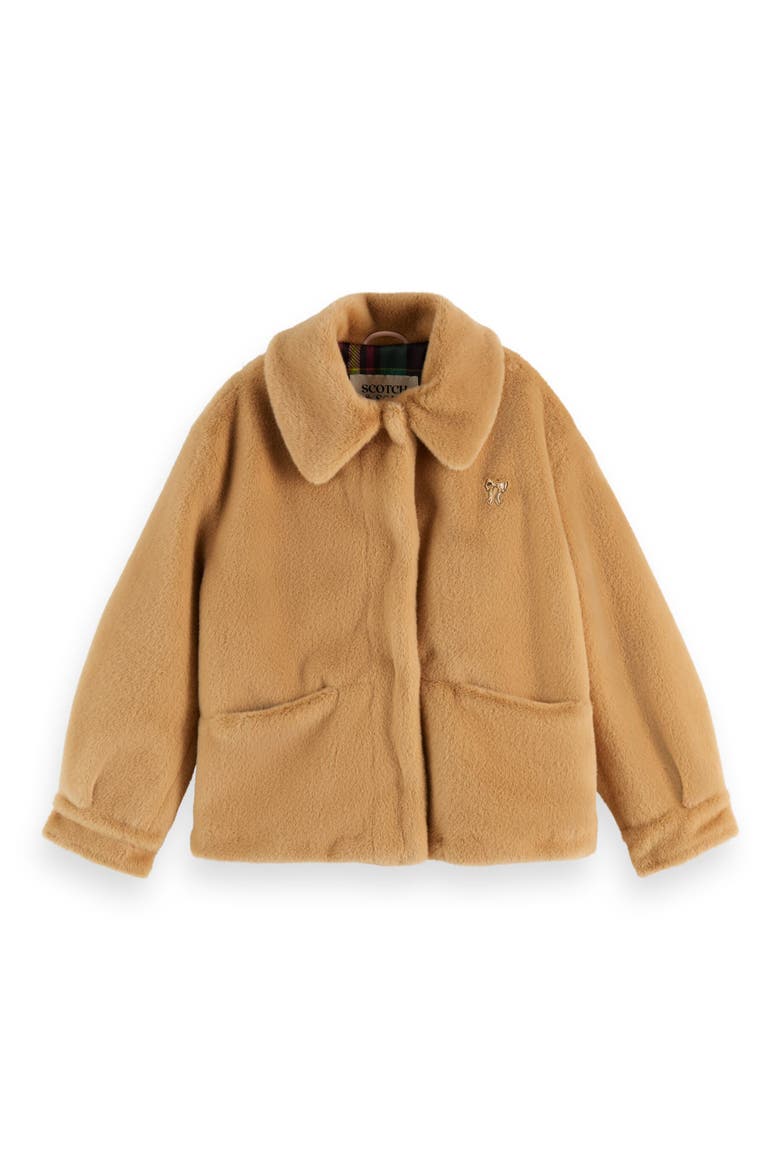 Kids' Faux Fur Jacket, Main, color, TANNIN
