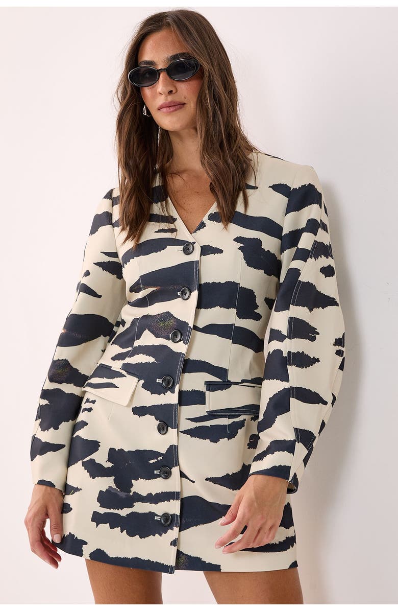 NASTY GAL Cocoon Sleeve Tailored Mini Dress, Main, color, Butter