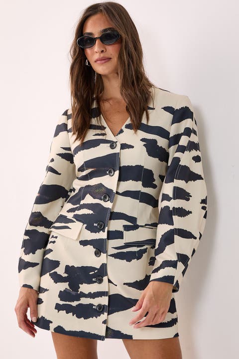 Cocoon Sleeve Tailored Mini Dress