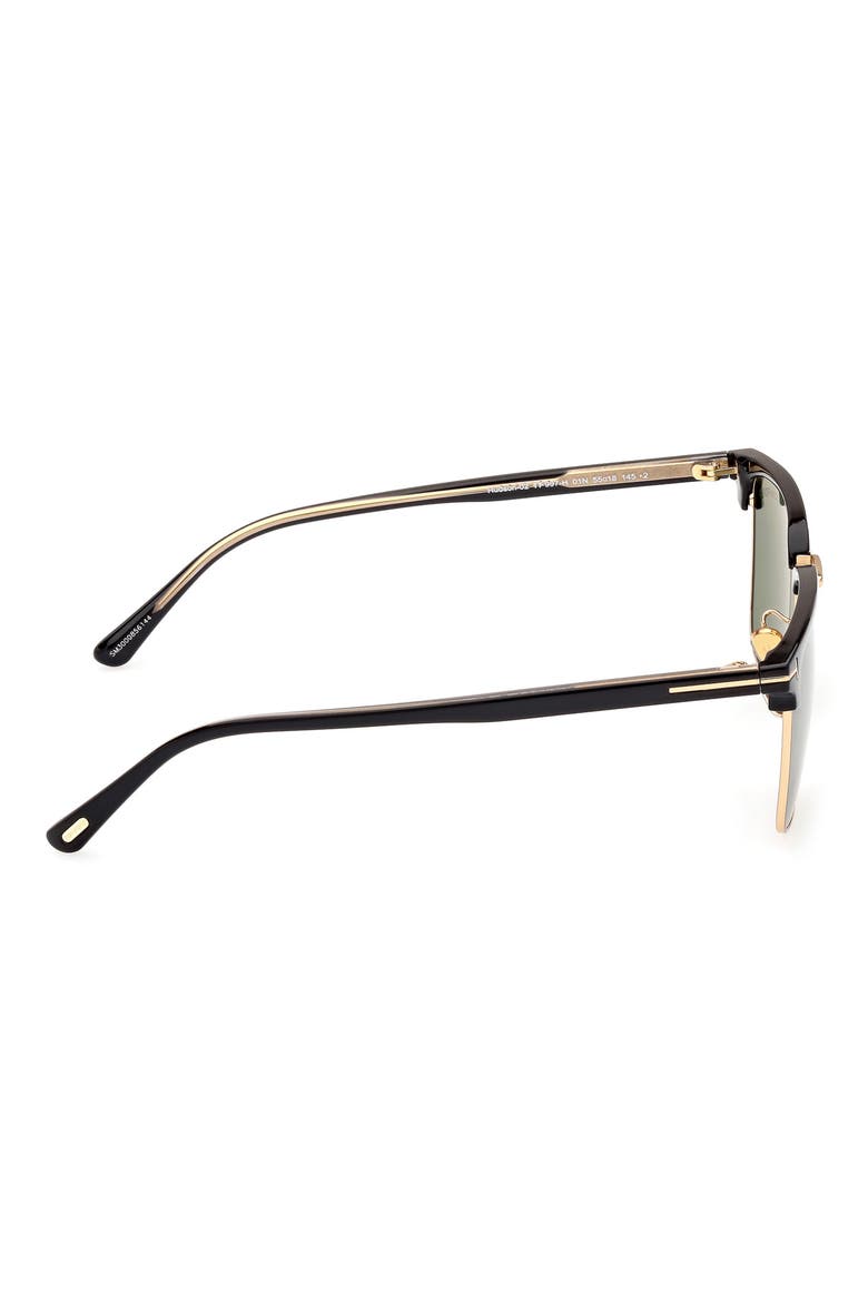 Hudson-02 55mm Square Sunglasses, Alternate, color, SHINY BLACK / GREEN