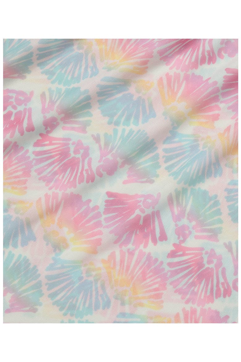 Girls Short Sleeve Mesh Cover Up, Alternate, color, Pastel Shells