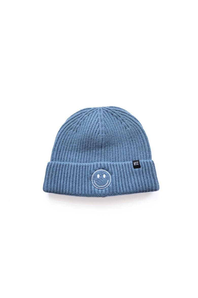 Smiley Beanie Hat, Main, color, Stormy Blue