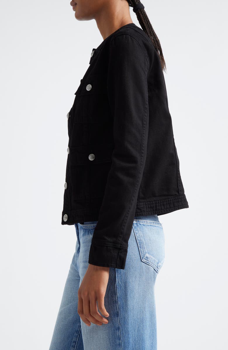 L'AGENCE Yari Collarless Denim Jacket, Alternate, color, Noir