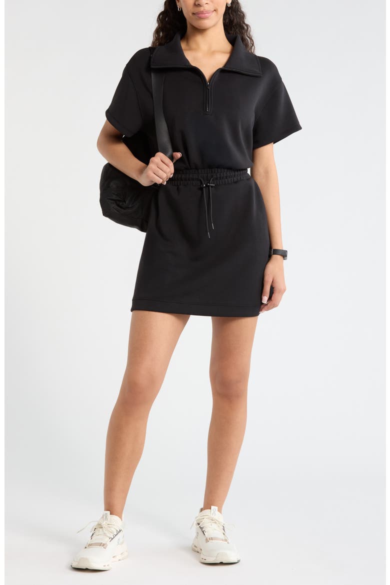 Soft Luxe Knit Quarter Zip Dress, Alternate, color, BLACK