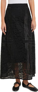 Misook Panel Detail Lace Maxi Skirt