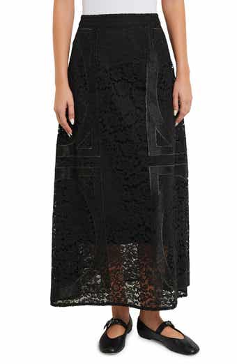 Misook Panel Detail Lace Maxi Skirt