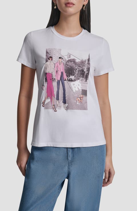 Crystal Embellished Bleeker St. Conversational Graphic T-Shirt