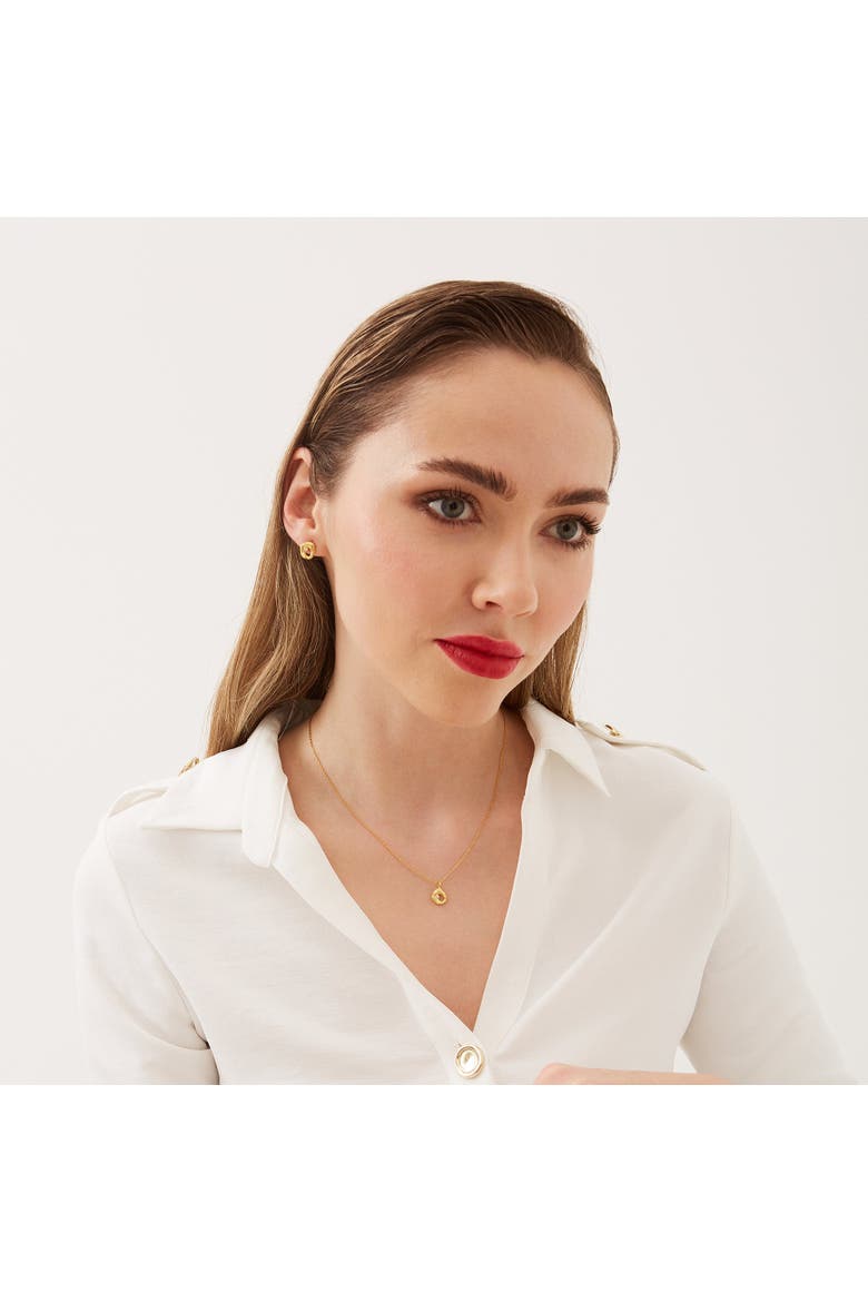 Dripping Molten Natural Textured Sterling Silver Authentic Earrings, Alternate, color, Gold