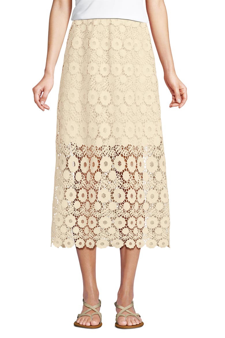Lace Overlay Midi Skirt, Alternate, color, Ivory Latte