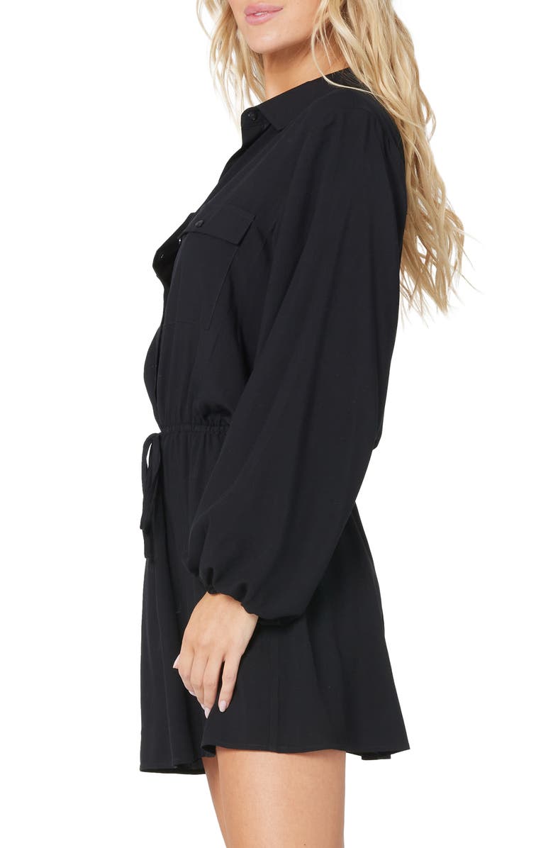 LSPACE L Space Amelia Long Sleeve Cover-Up Tunic Shirtdress, Alternate, color, Black