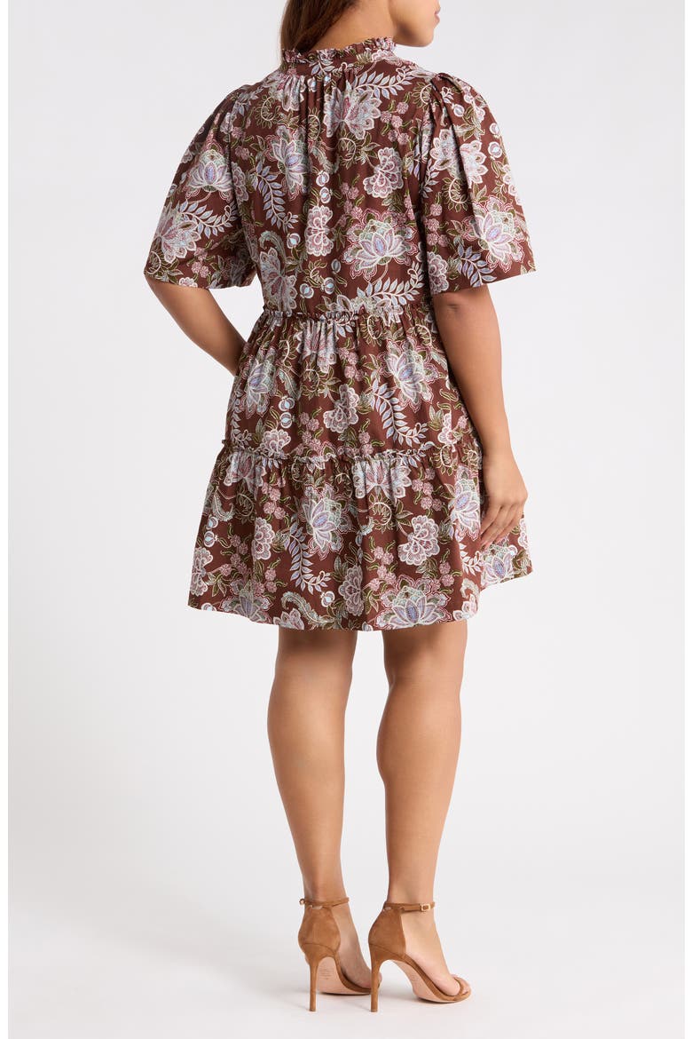 Dixie Split Neck Shift Dress, Alternate, color, BROWN-FLORAL