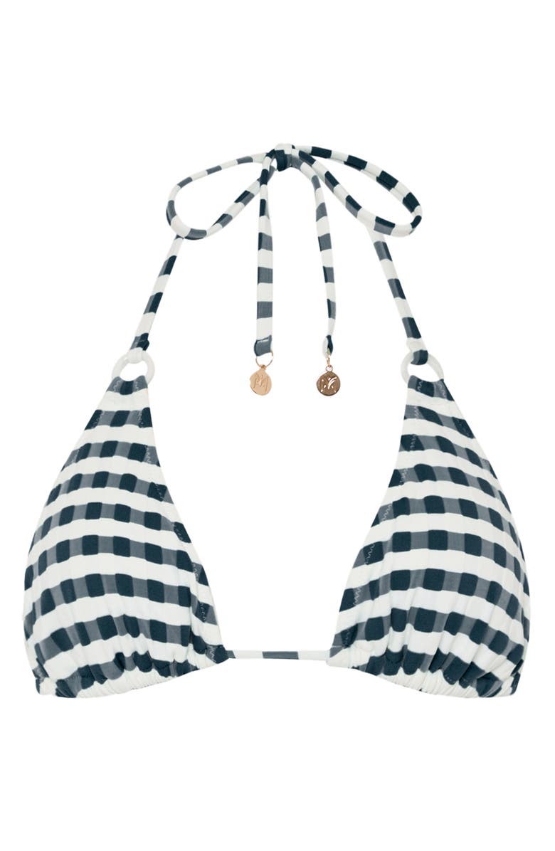 Milly Cottage Jacquard Bikini Top, Alternate, color, Navy/ White