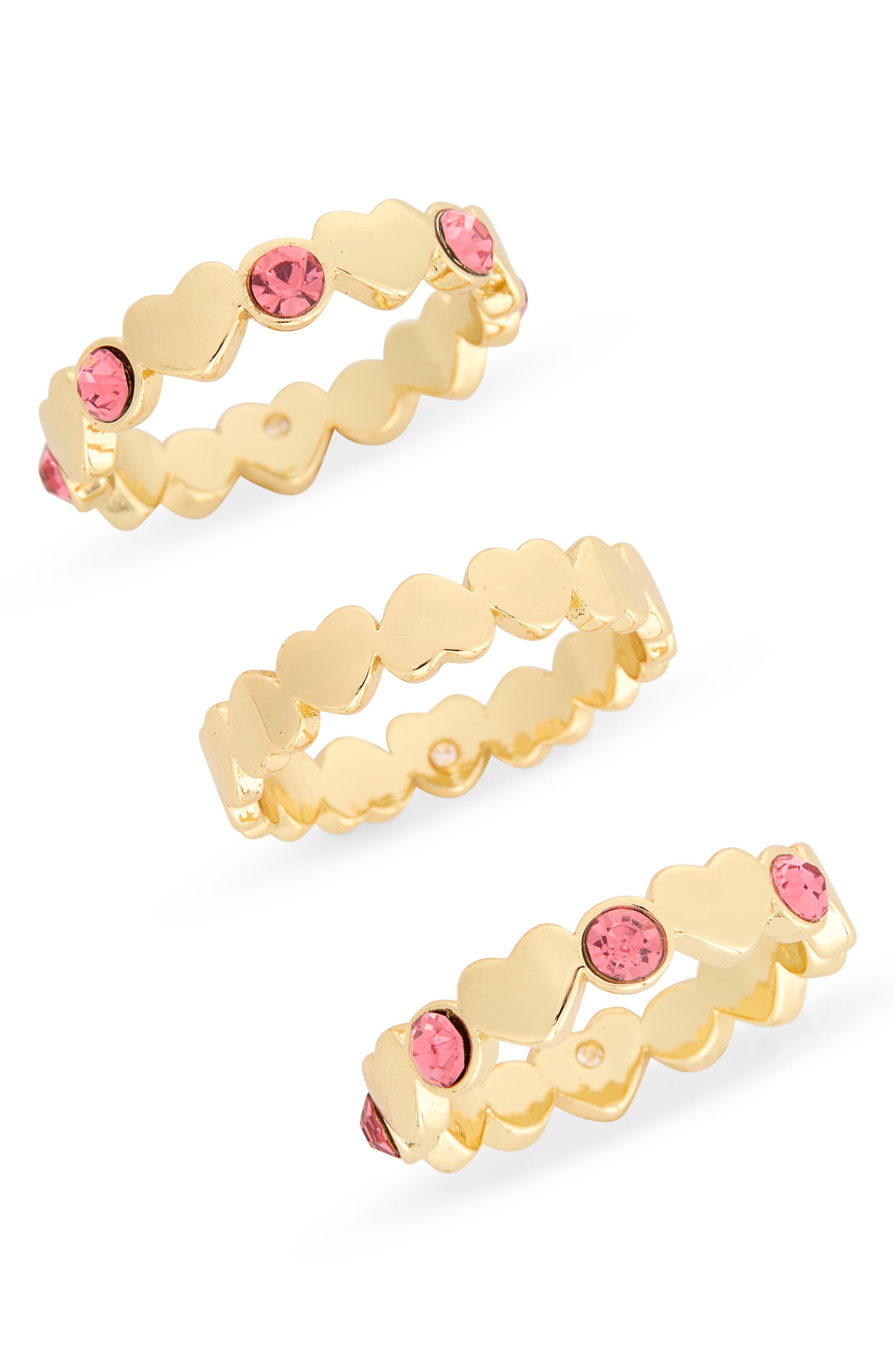 Covet Pack of 3 Heart Cubic Zirconia Stacking Rings