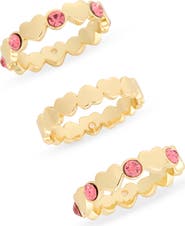 Covet Pack of 3 Heart Cubic Zirconia Stacking Rings