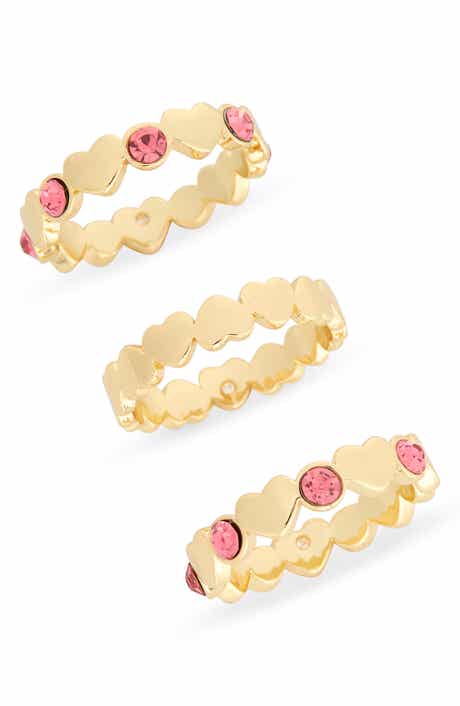 Covet Pack of 3 Heart Cubic Zirconia Stacking Rings