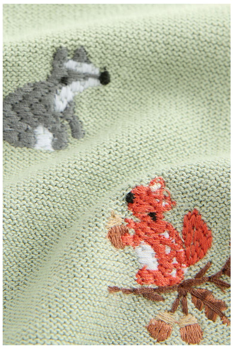 Kids' Embroidered Wildlife Long Sleeve Cotton Polo Sweater, Alternate, color, GREEN