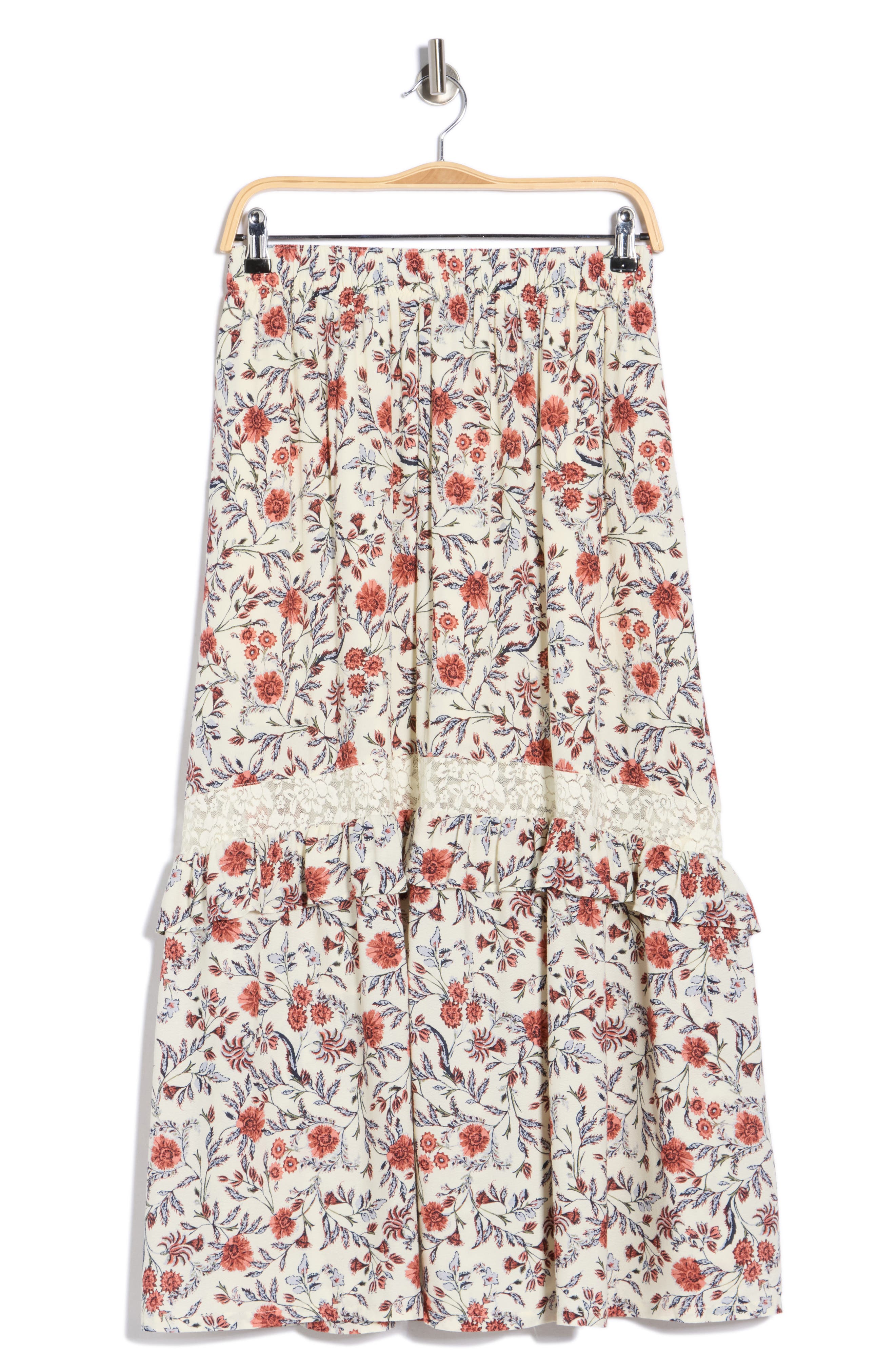 Melrose and Market Ruffle Lace Inset Maxi Skirt