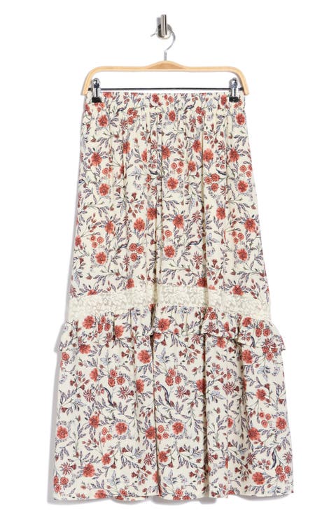 Ruffle Lace Inset Maxi Skirt