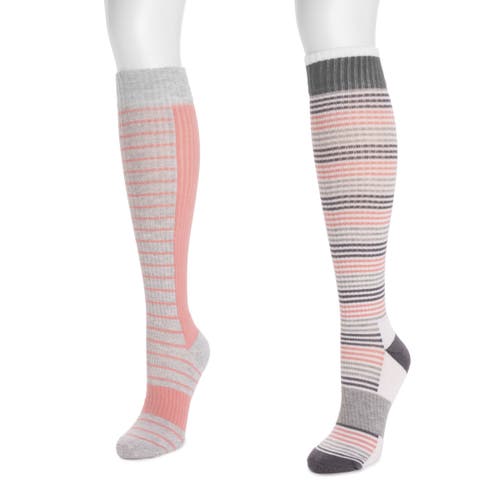 Muk Luks Cotton Compression Knee-high Socks 2 Pair Pack In Multi