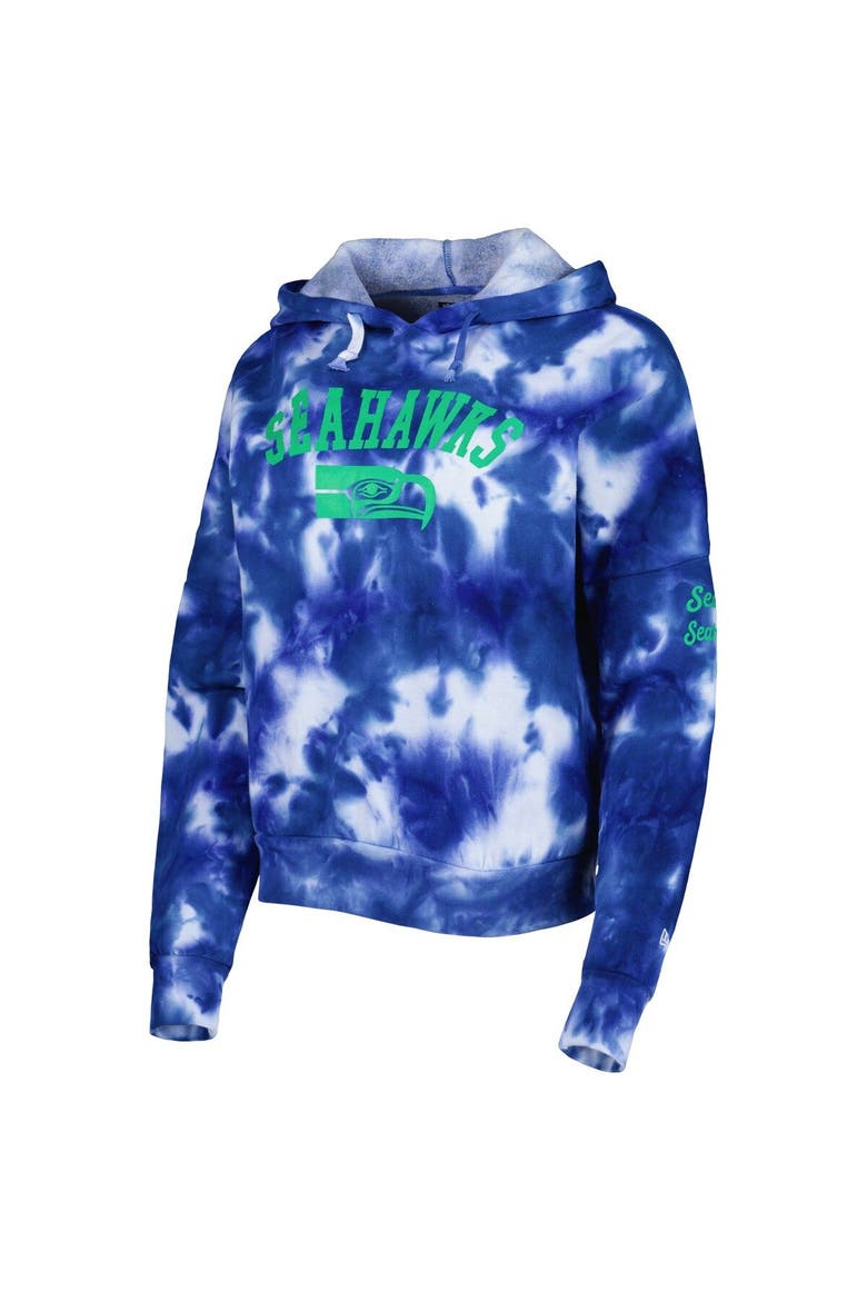 Women's New Era Royal Seattle Seahawks Cloud Dye Fleece Pullover Hoodie, Alternate, color, Royal