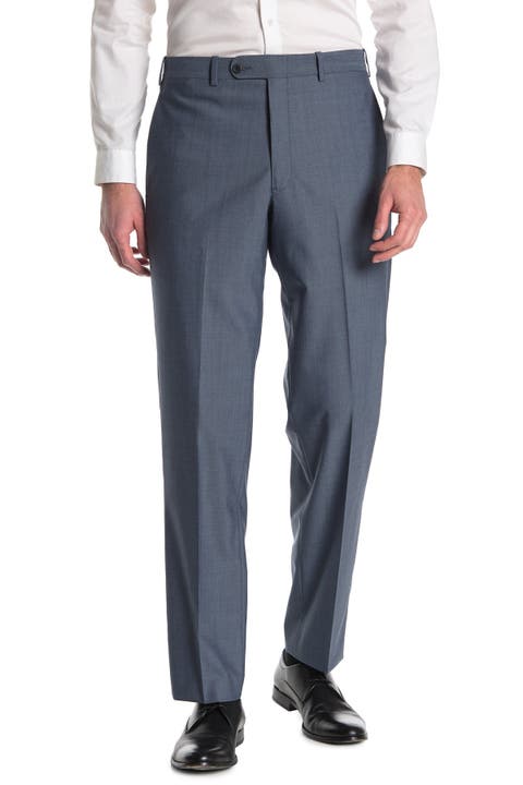 Wool Blend Flat Front Trousers