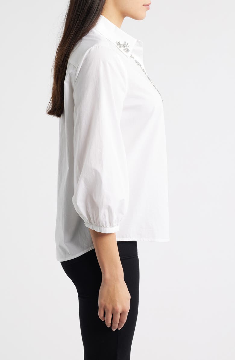 Tommy Bahama Oceana Isle Rhinestone Cotton Poplin Button-Up Shirt, Alternate, color, White