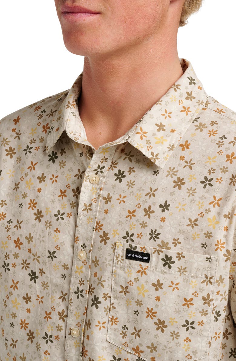 Quiksilver Ditsy Mini Classic Floral Short Sleeve Cotton Button-Up Shirt, Alternate, color, Moonstruck